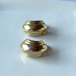 Vintage Monet Gold Tone Demi Hoop Clip On Earrings 1980s